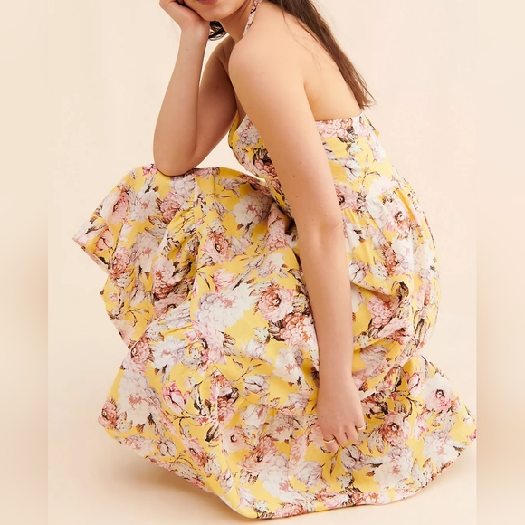 *SOLD* NWT ANTHRO | Halterneck Floral Midi Dress - Picture 4 of 9